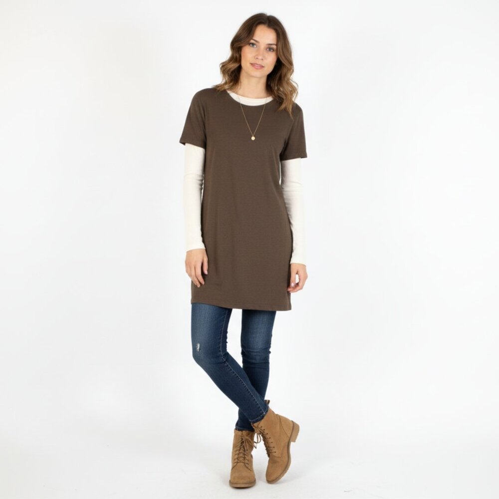 *Groggy Brown T Shirt Mini Dress